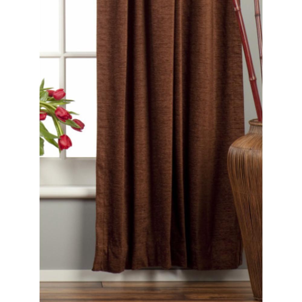 Indian Selections Brown Rod Pocket  Velvet Curtain / Drape / Panel  - Piece