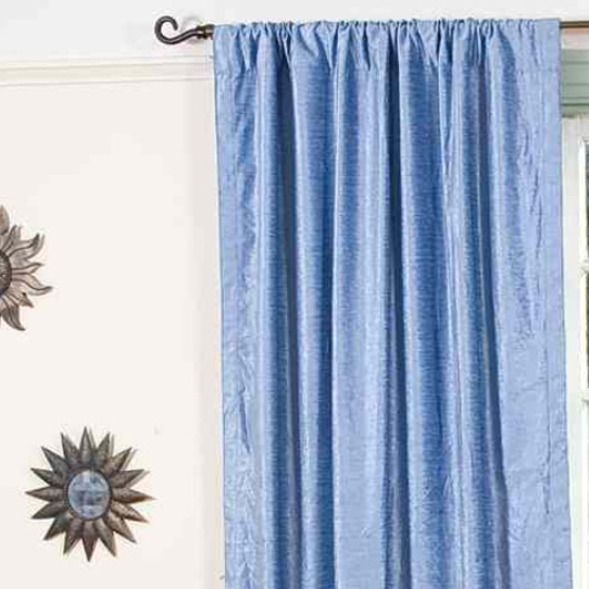 Indian Selections Light Blue Rod Pocket  Velvet Curtain / Drape / Panel  - Piece
