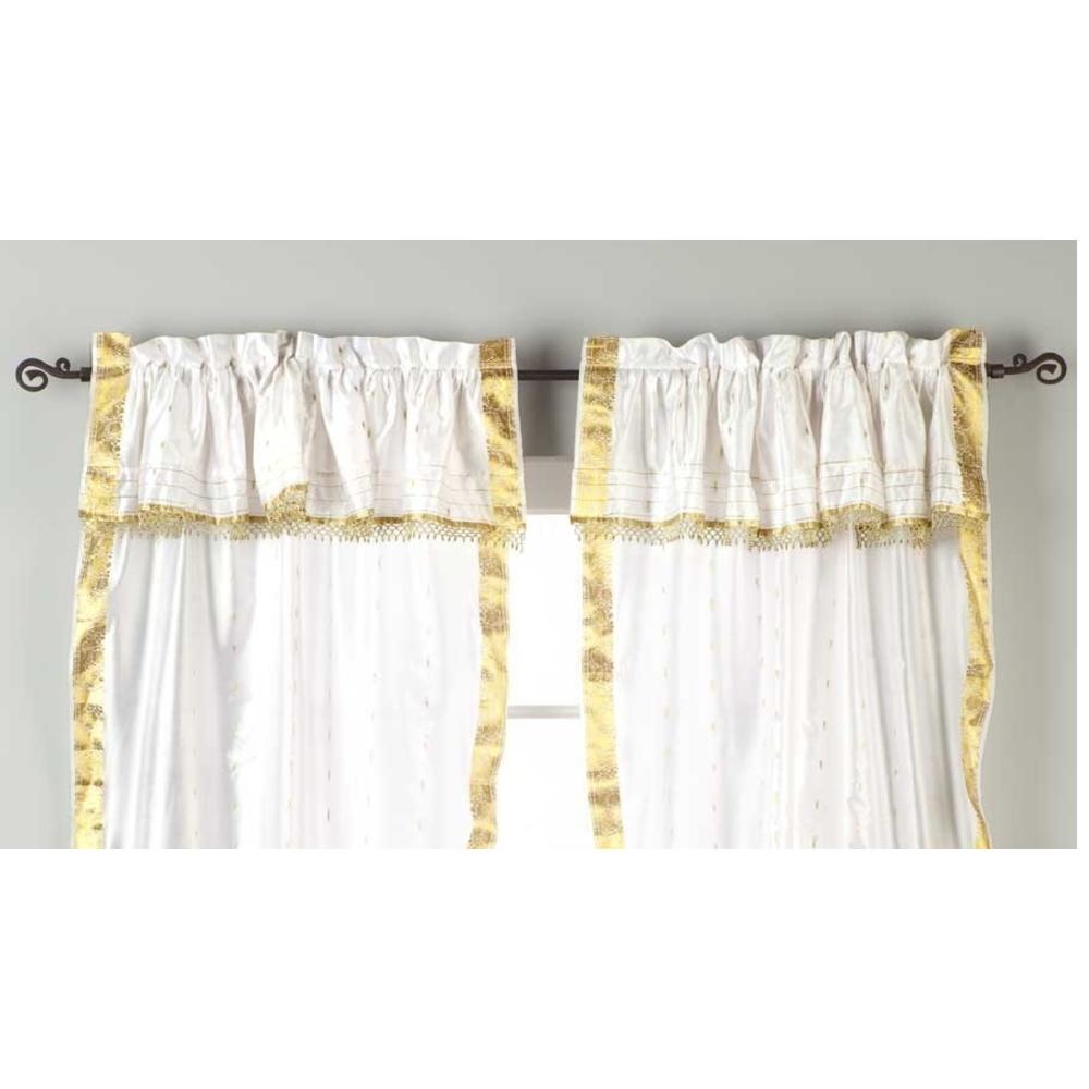 Indian Selections 2 Panels 2 Tiebacks-Gypsy Rod Pocket Curtains w/ Beaded Valance