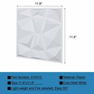 Art3d Decorative 3d Wall Panels In Diamond Design 12 X12 Matt White 33tiles