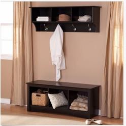 Coat Racks Hall Trees Sears Prepac Entryway Hall Set Coat Rack Storage Cubbie Bench Seat Shelves Hooks Black Wood