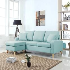 Divano Roma Furniture Sectional Couches Sears Divano Roma Furniture Mid Century Fabric Small E Sectional Sofa With Reversible Chaise Light Blue
