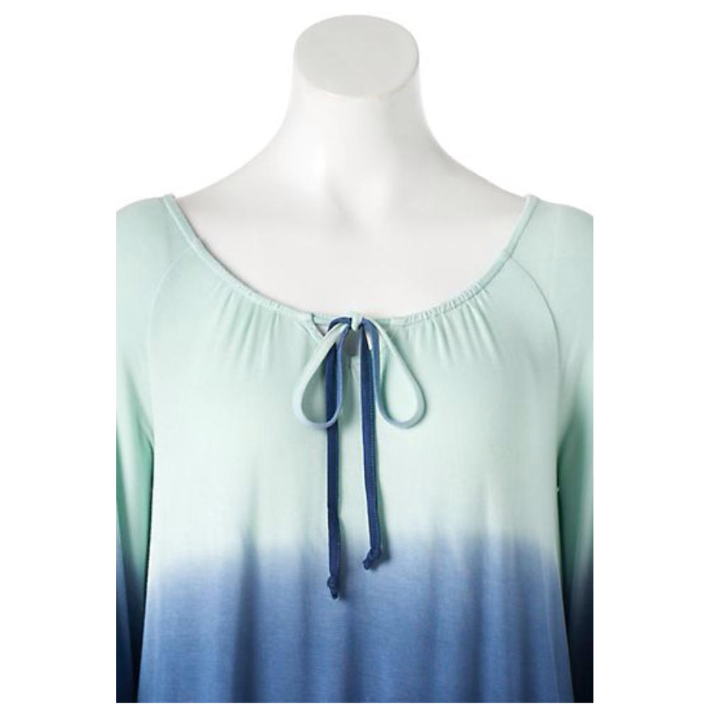 Sonoma Women S Sonoma Dip Dye Tee Long Sleeve Split Neck Top