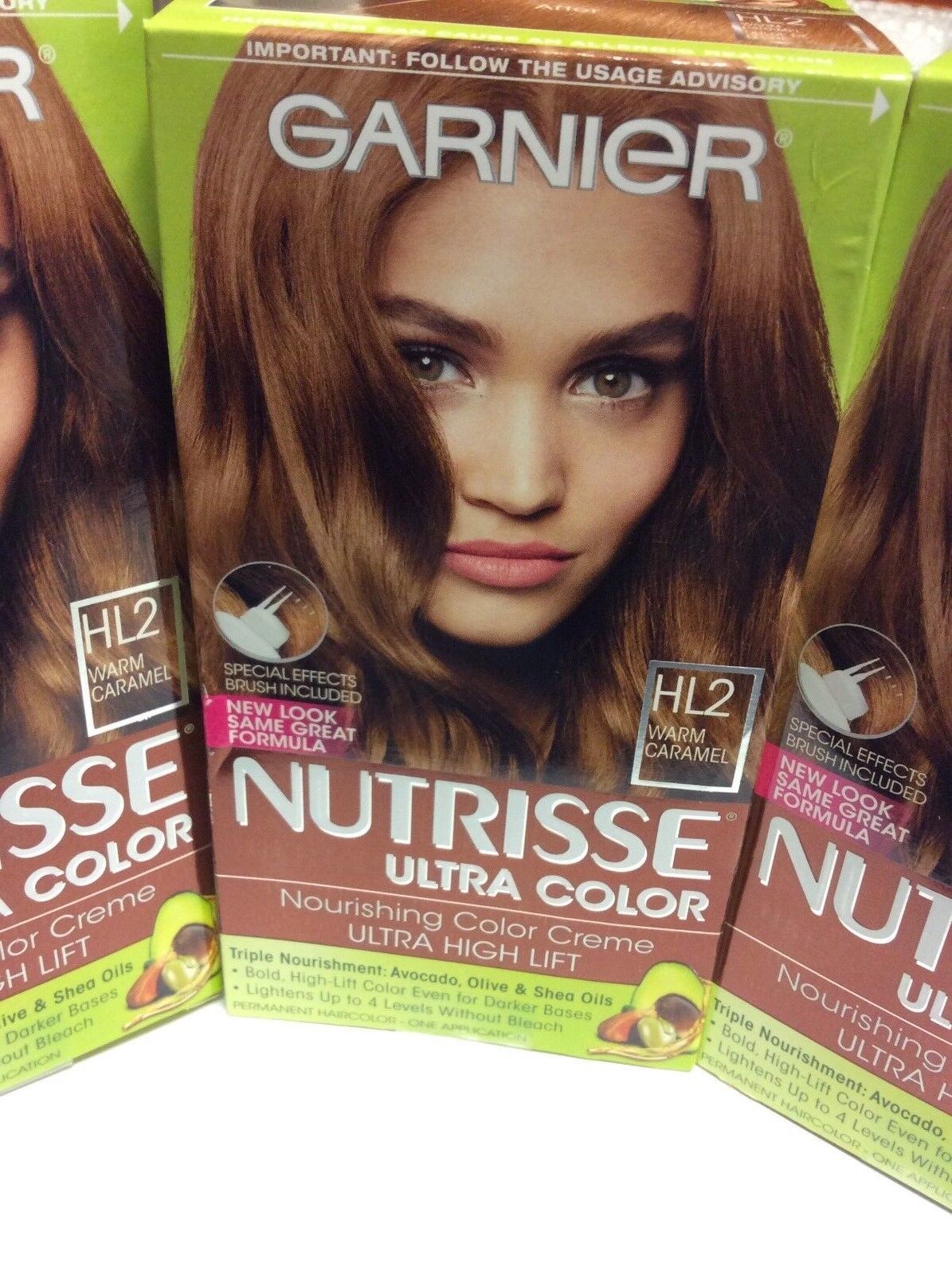 3 X Garnier Nutrisse Ultra Color Nourishing Color Hair color, #HL2 WARM  CARAMEL
