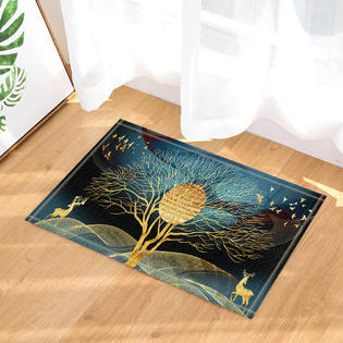 White Animal Bathmat Non Slip Golden Fantasy Deer Bathroom Rug White Animal Bathmat Non Slip Golden