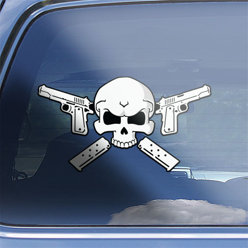 45th Creative M1911 Pistol Skull Decal 1911 Colt 45 Acp Semi Auto Pistol Crossbones Sticker