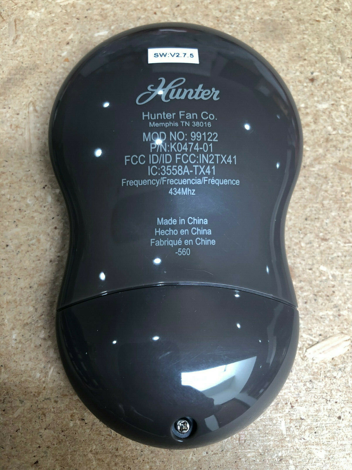 K0474 01 Hunter Geniune Replacement Handheld Ceiling Fan Remote Control Brown 99122