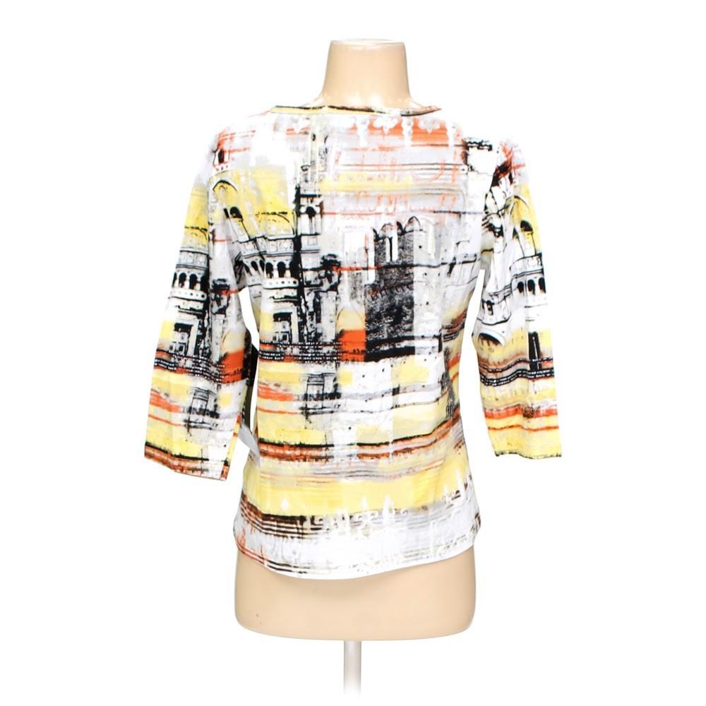 Onque Casuals Cotton Blend Knit Top Petite Round Neck Graphic 3 4