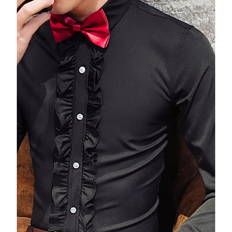 Unbranded Mens Goth Vampire Shirt Tops Slim Fit Formal Party Blouse Wedding Steampunk Soft