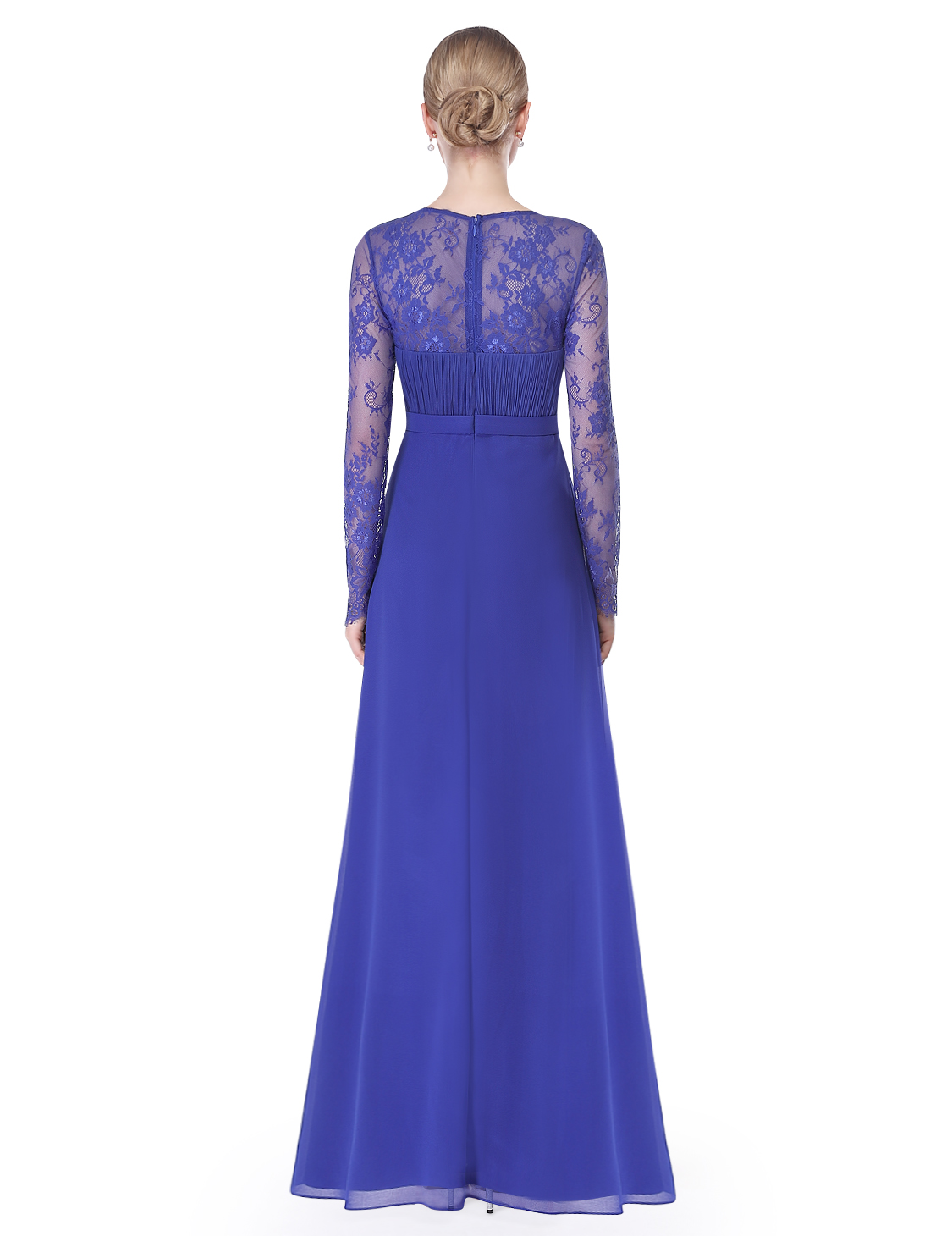 EverPretty Long Sapphire Blue Evening Wedding Dress Bridesmaid Lace