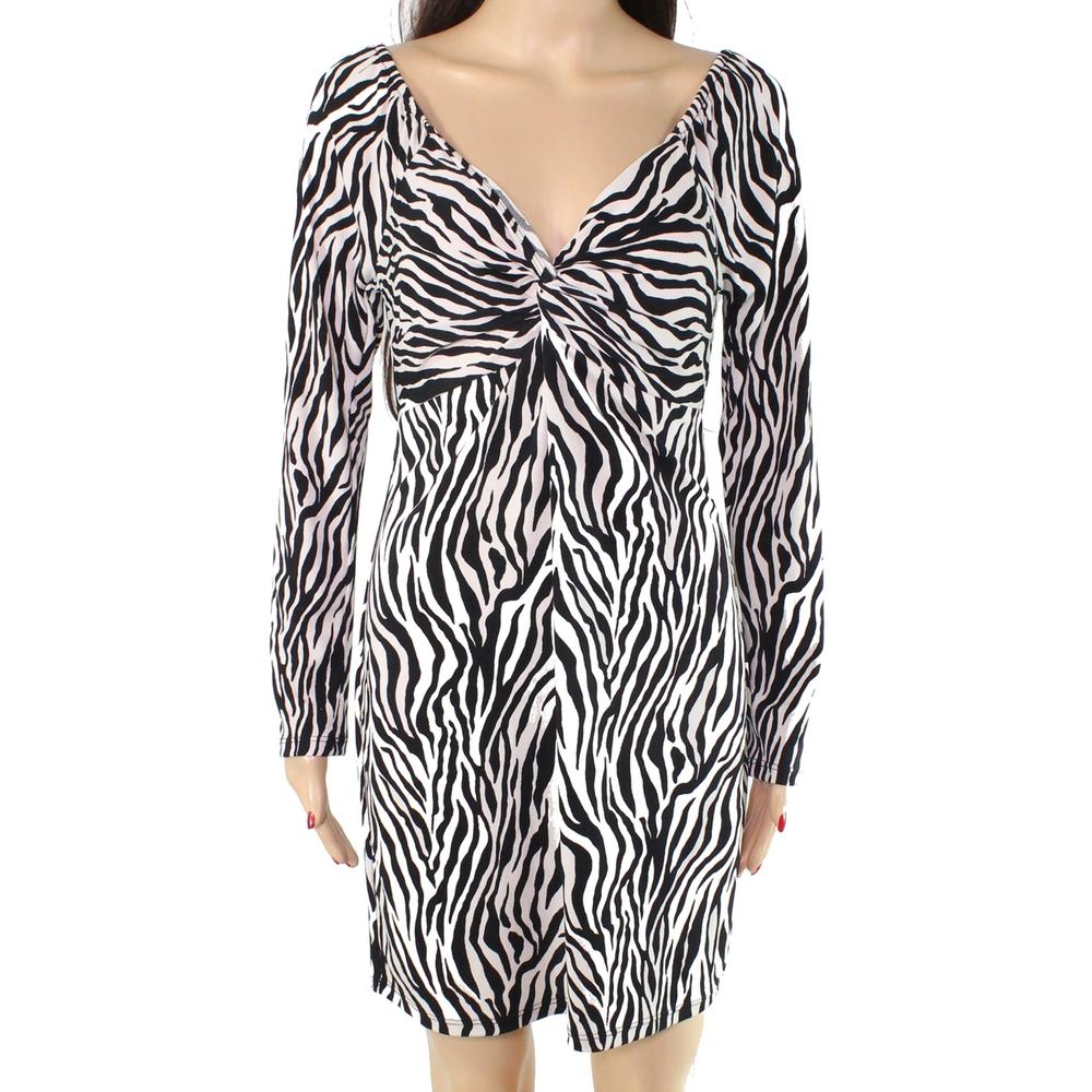 Lush Decor Lush Women S Dress White Size Large L Sheath Zebra Print Twist Front 48 2