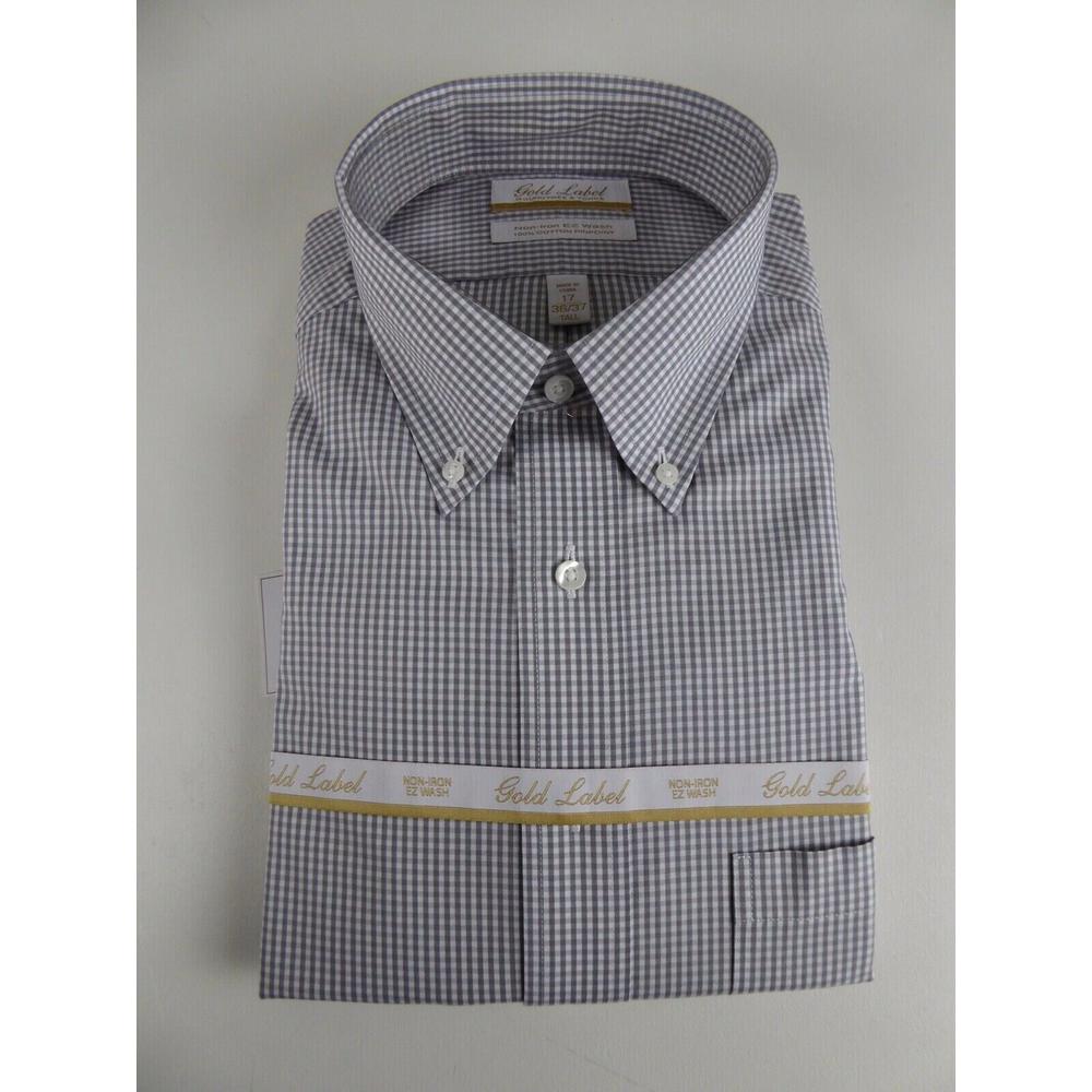 Roundtree & Yorke Gold Label Non Iron EZ Wash Gingham Plaid Dress Shirt $75 NWT
