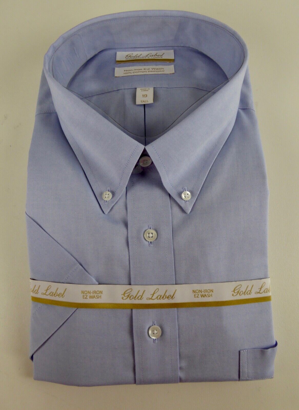 Roundtree & Yorke Gold Label Non Iron EZ Wash Pinpoint Cotton SS Dress  Shirt NWT