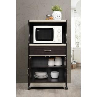Small Kitchen Cart Microwave Stand 2 Door Black Cabinet Organizer