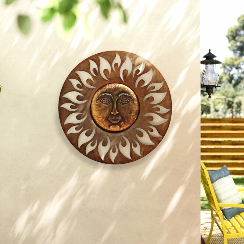 Large Metal Sun 29 Inch Round Wall Decor Rustic Art Decoration
