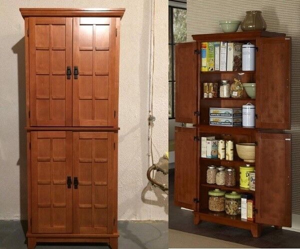 Hst Furniture Tall Kitchen Pantry Solid Wood Storage Cabinet Cupboard Organizer Bath Dark Oak