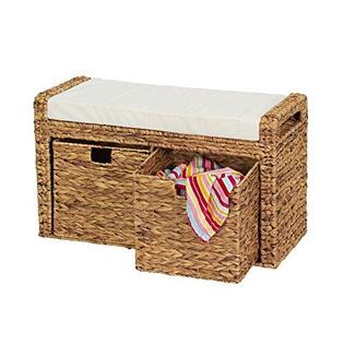 Hhes Furniture Entryway Wicker Storage Bench 2 Cubby Drawers