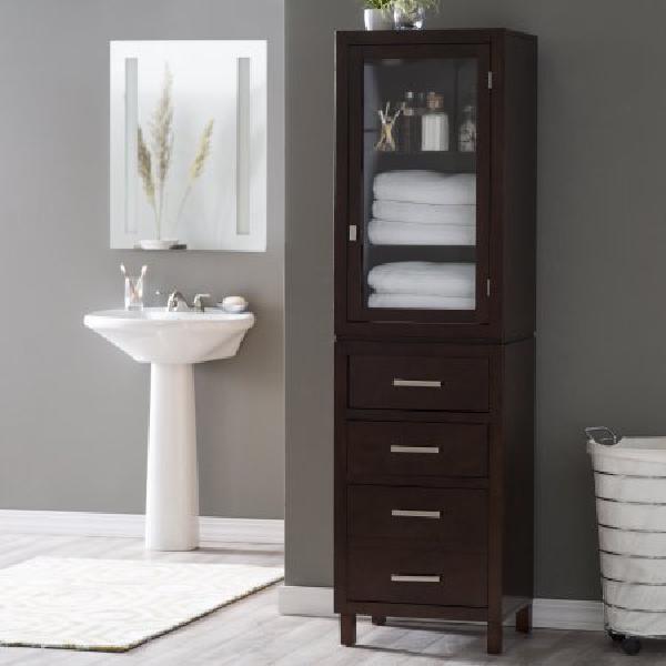 Winsome Alps Tall Cabinet With Glass Door And Drawer