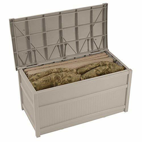 Suncast Sn5500 Patio Storage Box Chest With 2 Person Bench 50 Gallon Resin Deck Garden Taupe Suncast Sn5500 Patio Storage Box Chest, Suncast 50 Gallon Patio Bench With Storage Decorative Resin Outdoor