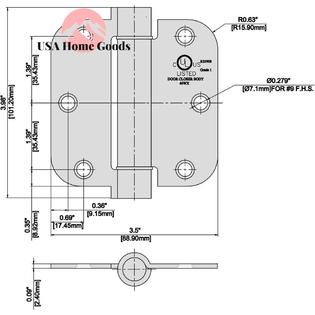 Everbilt Door Hinge 3 1 2 Oil Rubbed Bronze 5 8 Radius