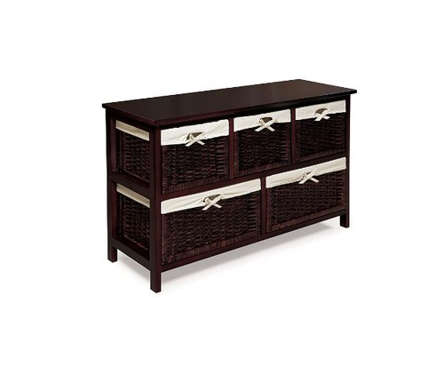Wicker Basket Storage Units Badger Basket Co Five Storage Unit With Wicker Baskets Espresso 09062
