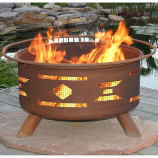 Patina 470181 Outdoor Fire Pit w/ Grill Patio Cooking Wood ...
