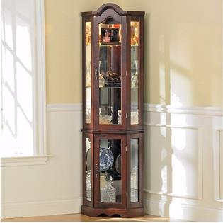 Southern Enterprise Corner Curio Cabinet Small China Glass Door