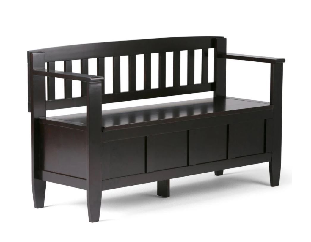 Simpli Home Entryway Bench Storage Craftsman Mission Style Solid