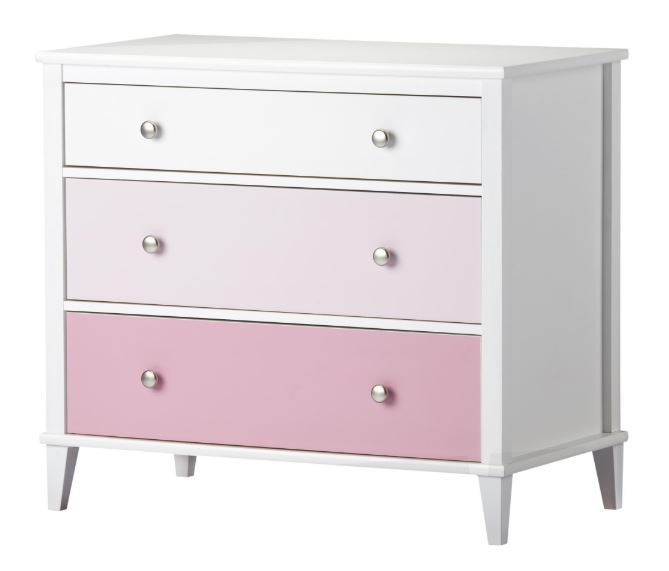 Little Seeds Kids Dresser White Pink 3 Drawer Girls Baby Kid