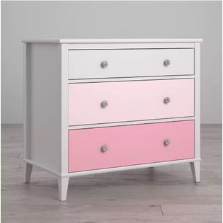 Little Seeds Kids Dresser White Pink 3 Drawer Girls Baby Kid