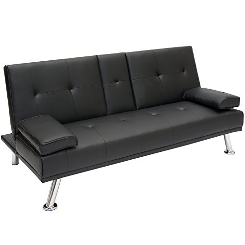 Julia Convertible Futon Sofa Bed With Drink Holder Best Choice Products Living Room Futon Sofa Bed Cup Holders Modern Convertible Couch Pu Leather Up Dn