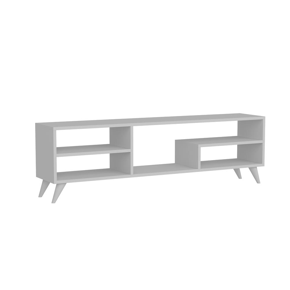 Decorotika Vamos 59'' Wide Modern TV Stand and Media Console for TVs up to 68" with Open Shelves - White