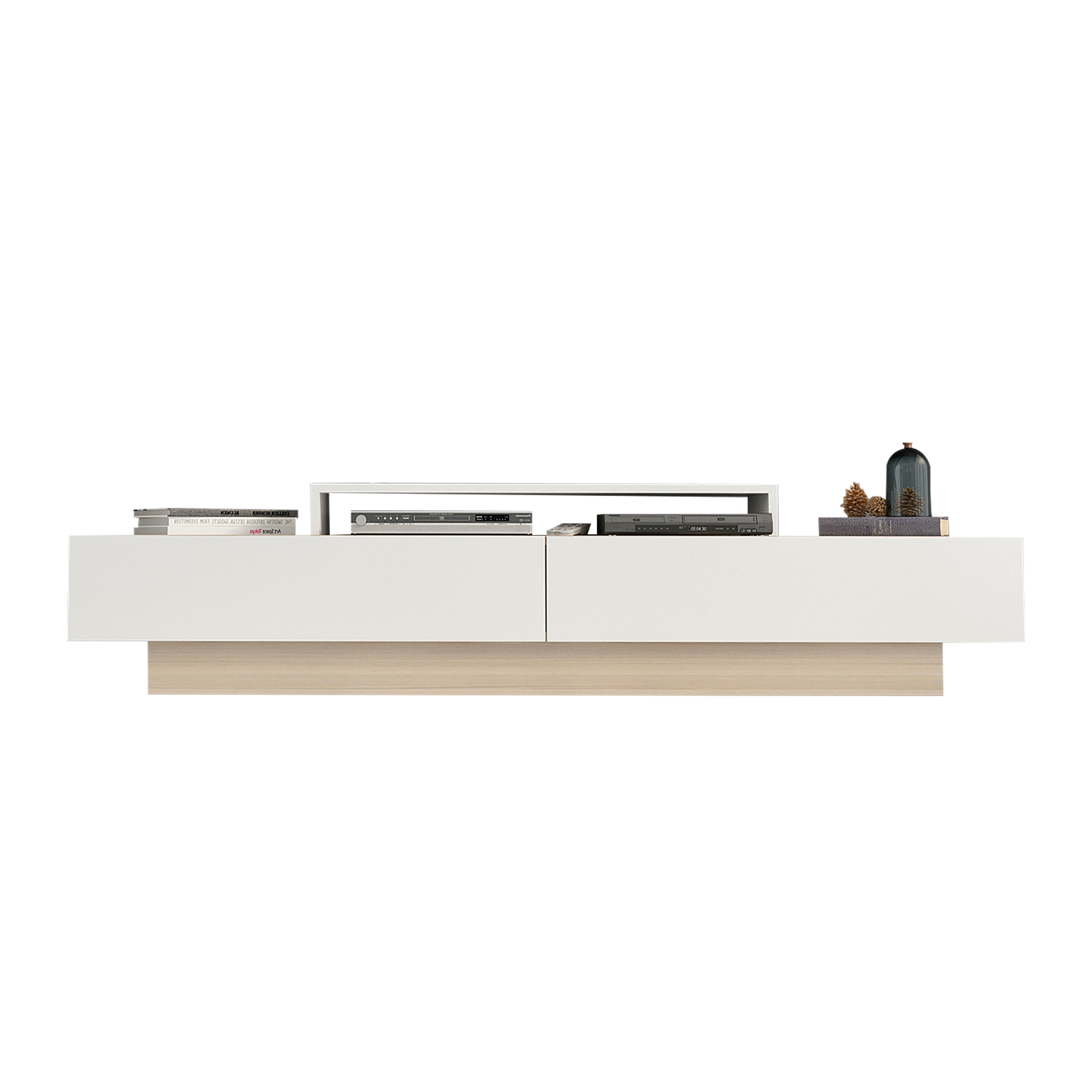 Decorotika Lusi 71'' Wide TV Stand & Media Console for TVs up to 80'' with Cabinets & Accent Wall Shelves - White & Cordoba