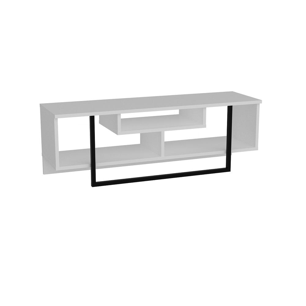 Decorotika Asal 47'' Wide TV Stand and Media Console for TVs up to 55'' with Open Shelves - White & Black