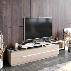 Decorotika Pia TV Stand and Media Console for TVs up to 80" - White & Cordoba