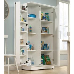 Sauderhome White Kitchen Storage Cabinet Tall Food Pantry Wood