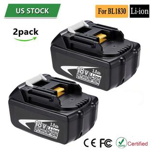 Masione 2x 18v 3 0ah Lithium Ion Bl1830 Battery For Makita Bl1840 Bl1815 Lxt 400