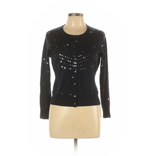 Banana Republic Banana Republic Navy Blue Merino Wool Cardigan Sweater Sequin Knit Petite L New