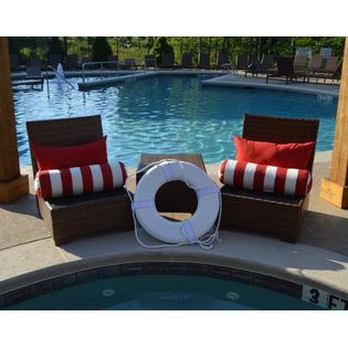 Resort Spa Home Decor Set Of 4 Outdoor Jumbo Chaise Lounge Bolster Lumbar Pillows Red Stripe Solid