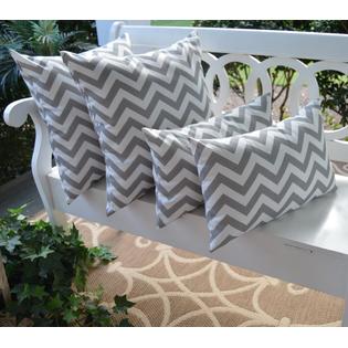 Resort Spa Home Decor Set Of 4 Gray Grey White Zig Zag Chevron