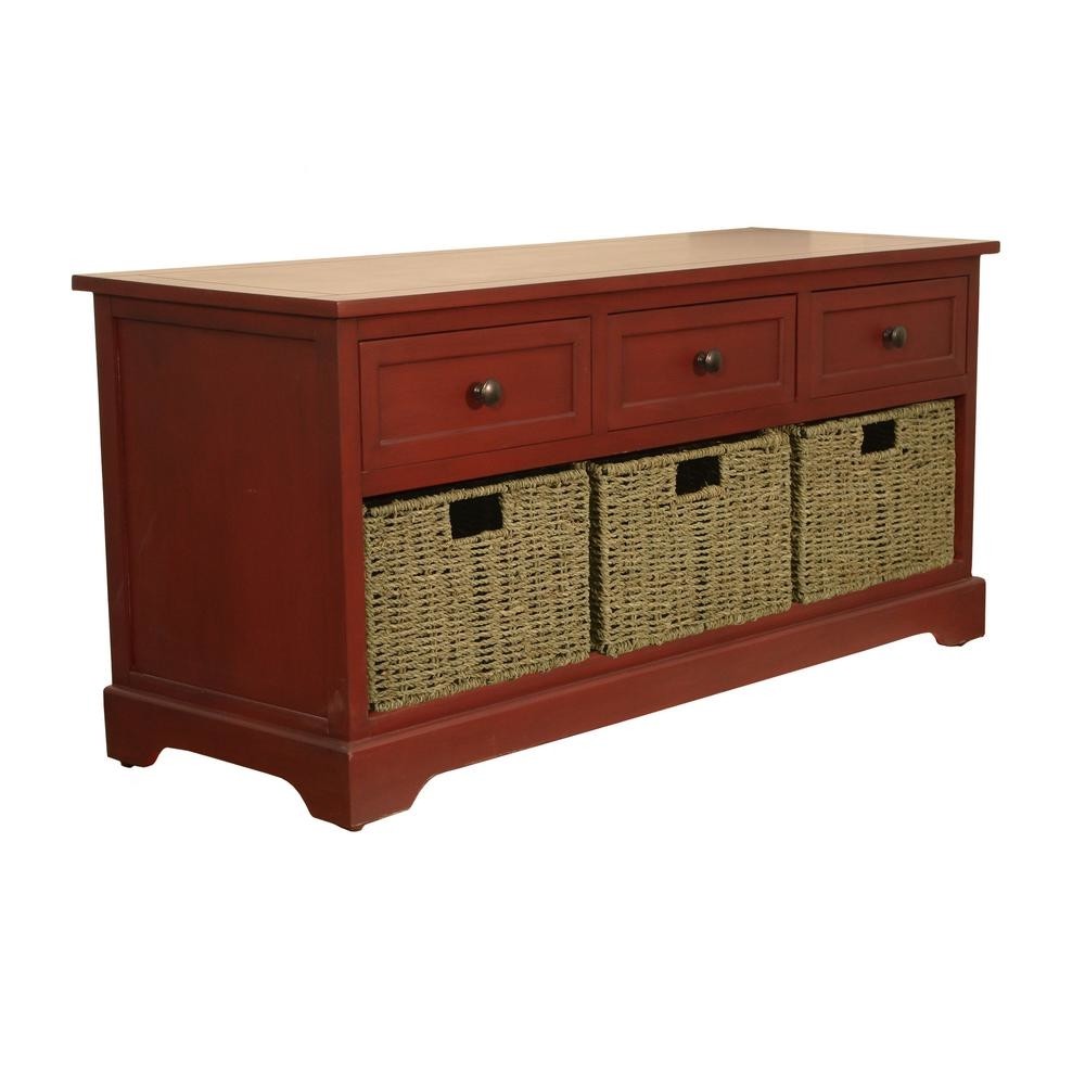 Target Storage Bench With Baskets Decor Therapy Storage Bench Baskets 3-Woven Wood Constructed 42 in. x