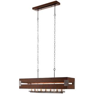 Home Decorators Collection Chandelier Clear Seeded Glass Shades Dark Wood Rectangular Ackwood 7 Light