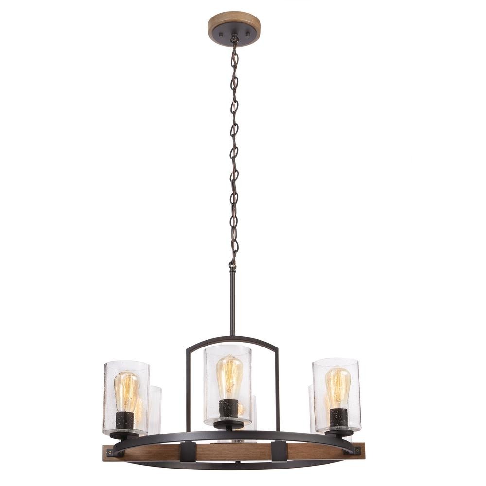 Home Decorators Collection Chandelier Clear Seeded Glass Manor Collection 6 Light Vintage Bronze 25 In
