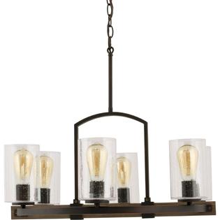 Home Decorators Collection Chandelier Clear Seeded Glass Manor Collection 6 Light Vintage Bronze 25 In