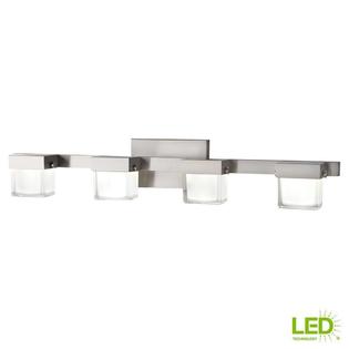 Home Decorators Collection Vanity Light 4 Light Integrated Led White Glass 40watt Equivalent Brushed Nickel