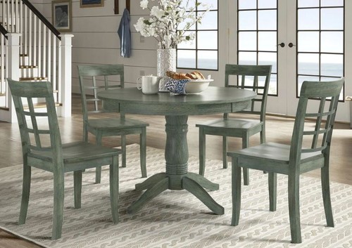 Round Breakfast Nook Table Rustic Dining Furniture Antique Sage Green Round Set Table And Chairs Farmhouse 5pc Small Nook