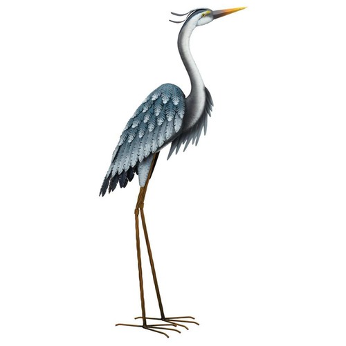 Large 35 All Metal Crane Heron Lawn Ornament Pair Regal New Outdoor Large Blue Heron Metal Garden Statuary Looking Up