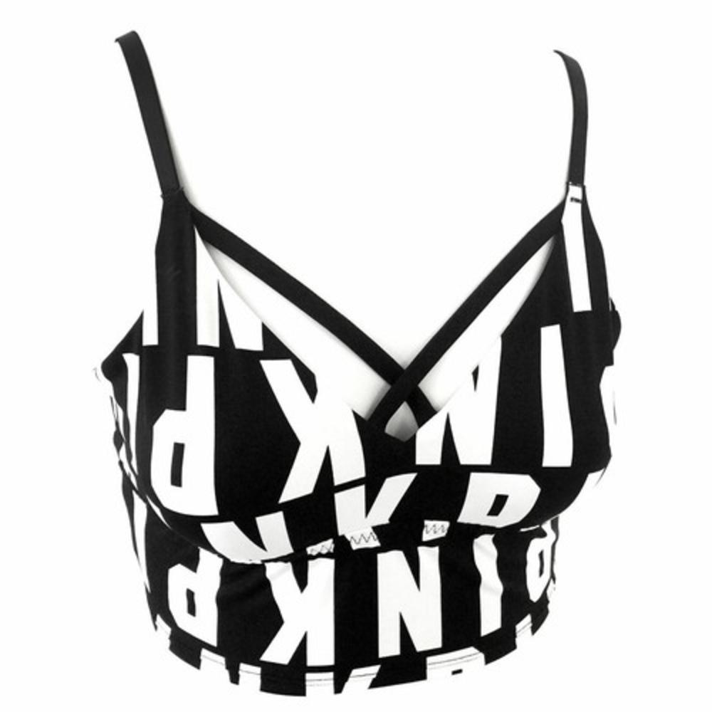 Pink Victoria S Secret White Black Logo Ultimate Unlined Sports Bra Small 009