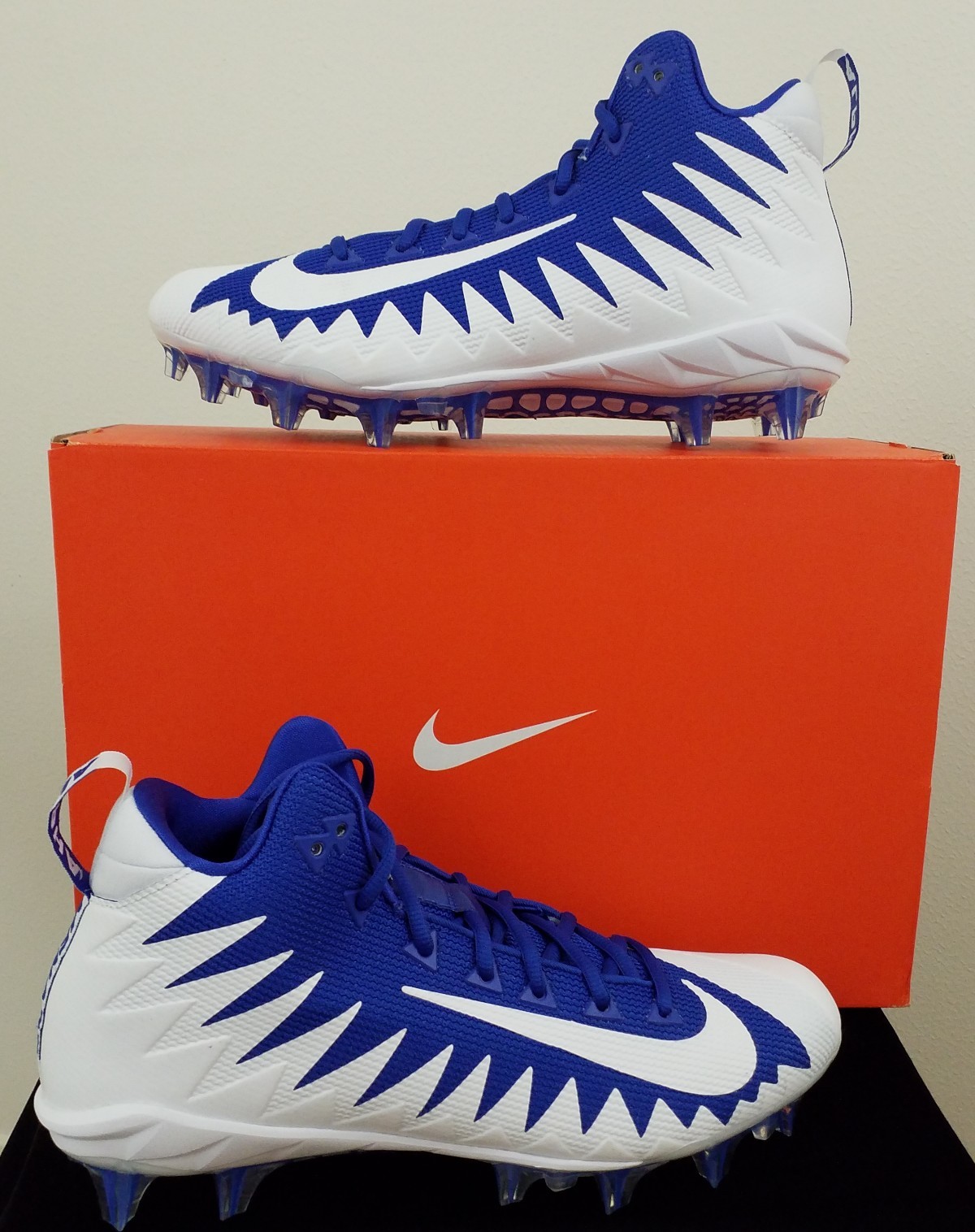 Nike Alpha Menace Pro Mid Football Cleats Game Blue White Pk Sz