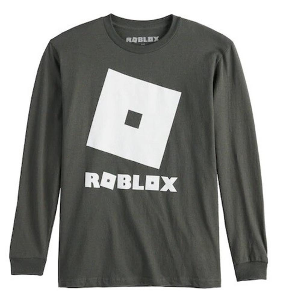 Boys Long Sleeve Roblox Logo Top Tee T Shirt Dark Gray S 8 M 10 12 Nwt